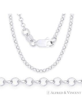 1.9mm Open Rolo Circle Cable Italian Chain Necklace in .925 Sterling Silver 16"